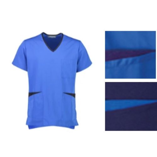 Men's Rakaia Scrub Top - Navy Cobalt Trim  - Size 3XL