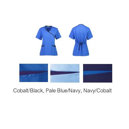 Womans Rakaia Scrub Top - Navy Cobalt Trim - Size M